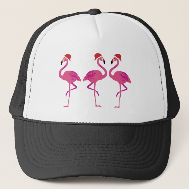 Three Christmas Flamingos Truckerkappe (Vorderseite)