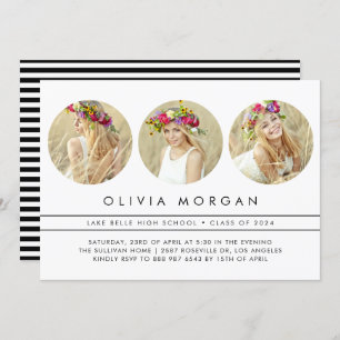 Three Circle Foto Collage Abschluss Einladung