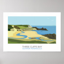 Three Cliffs Bay - Eisenbahnplakat