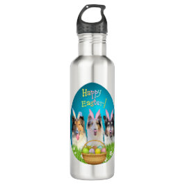Three Collie Easter Bunny  Edelstahlflasche