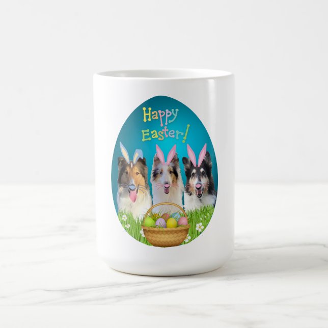 Three Collie Easter coffee mug Kaffeetasse (Mittel)