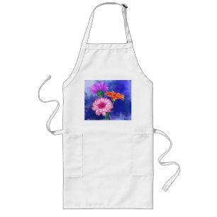 Three Color Gerberas Apron Painting Lange Schürze