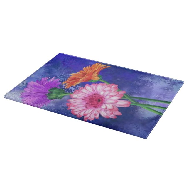 Three Color Gerberas Cutting Board Schneidebrett (Ecke)