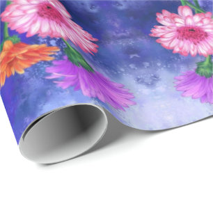 Three Color Gerberas Wrapping Paper Geschenkpapier