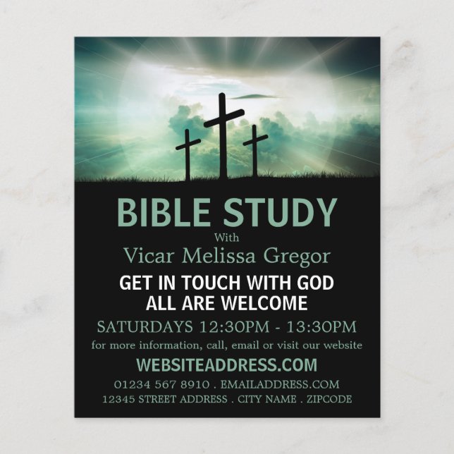 Three Crosses, Christian Bible Class Advertising Flyer (Vorne)