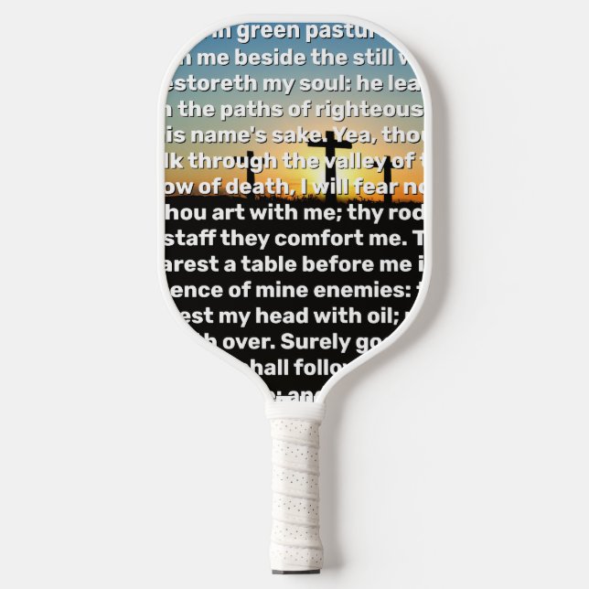 Three Crosses Psalm 23 Sunset Pickleball Schläger (Vorderseite)