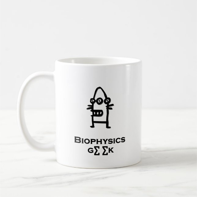 Three Eye Bot Biophysics Geek Kaffeetasse (Links)