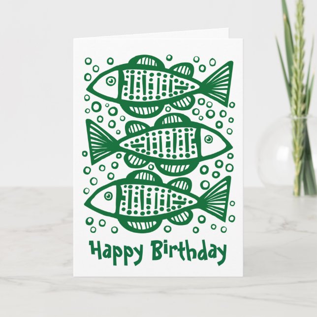 Three Fish - Forest Green Karte (Vorderseite)