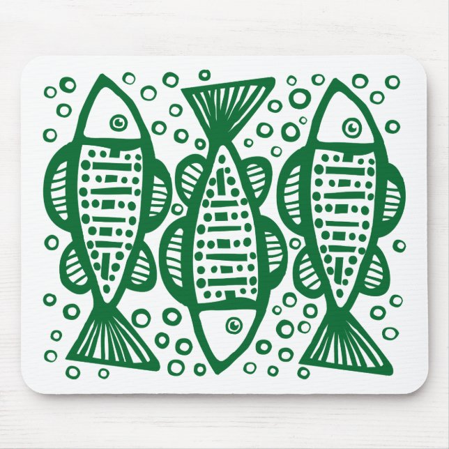 Three Fish - Forest Green Mousepad (Vorne)