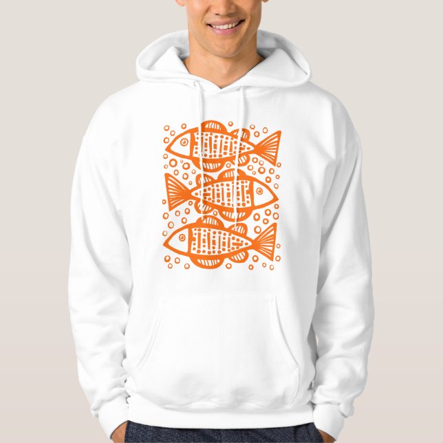 Three Fish - Orange Hoodie (Vorderseite)