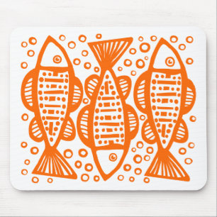 Three Fish - Orange Mousepad