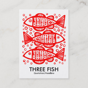 Three Fish - Red on White Visitenkarte