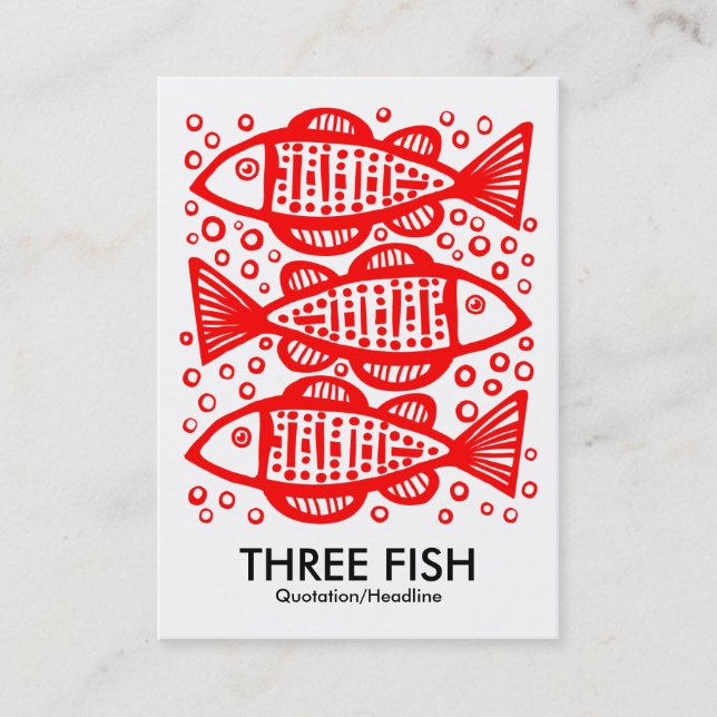 Three Fish - Red on White Visitenkarte (Vorderseite)