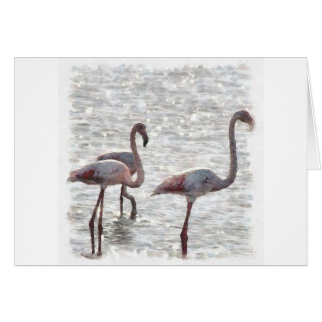 Three Flamingos Watercolor (Vorderseite (Horizontal))