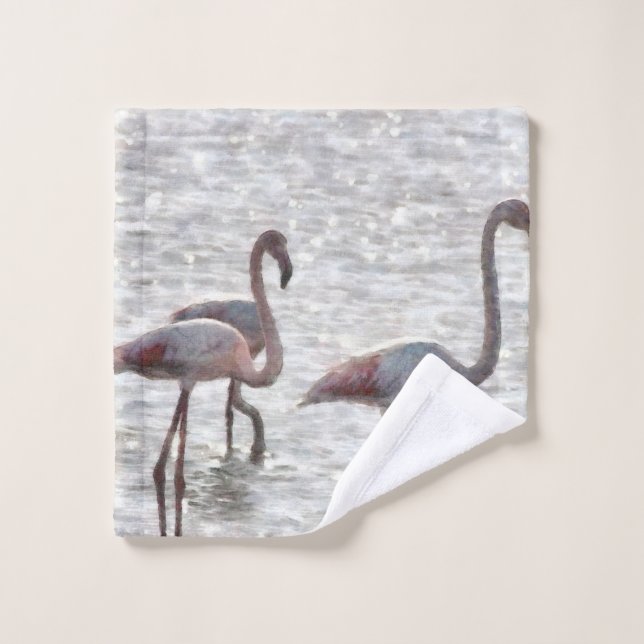 Three Flamingos Watercolor Waschlappen (Waschlappen)