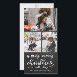 Three Foto Frohe Weihnachts Script Chalkboard Feiertagskarte<br><div class="desc">Three Foto Frohe Weihnachts Script Chalkboard</div>
