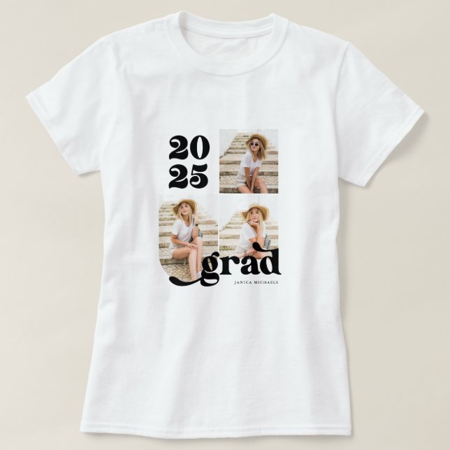 Three Foto Retro 2022 Graduate Black and White T-Shirt (Design vorne)