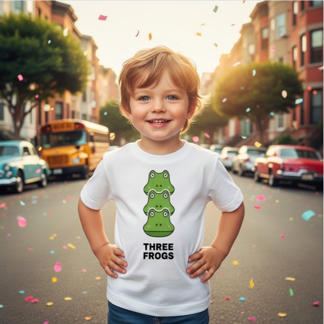 Three Frogs Stack Funny Toddler T-Shirt (Von Creator hochgeladen)