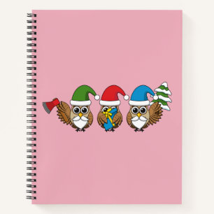 Three Funny Christmas Gnome Owls Notizbuch