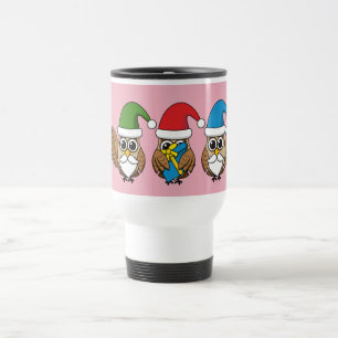 Three Funny Christmas Gnome Owls Reisebecher