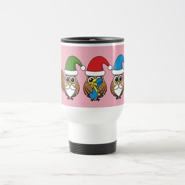 Three Funny Christmas Gnome Owls Reisebecher (Mittel)