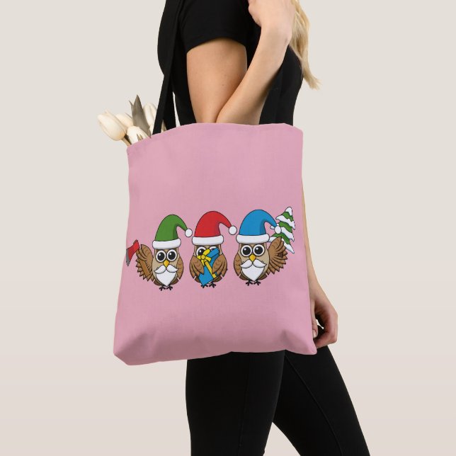 Three Funny Christmas Gnome Owls Tasche (Von Nahem)