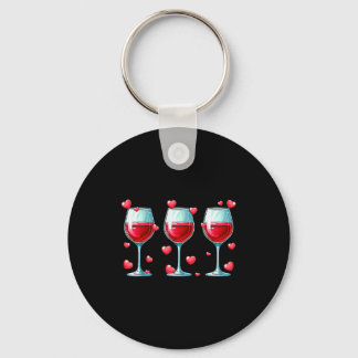Three Gles Of Wine Valentines Day Couple Funny Dri Schlüsselanhänger