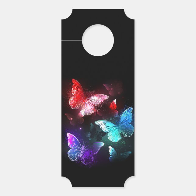 Three Glowing Butterflies on night background Türanhänger (Vorderseite)