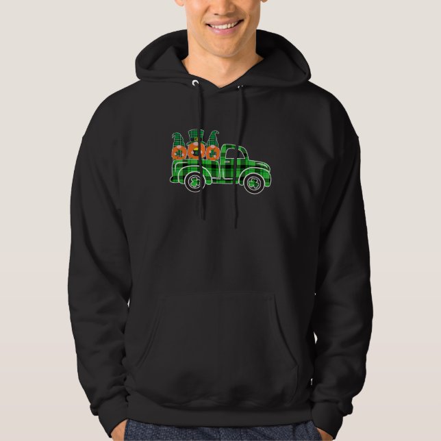 Three Gnome Truck Buffalo Plaid Happy St Patrick's Hoodie (Vorderseite)