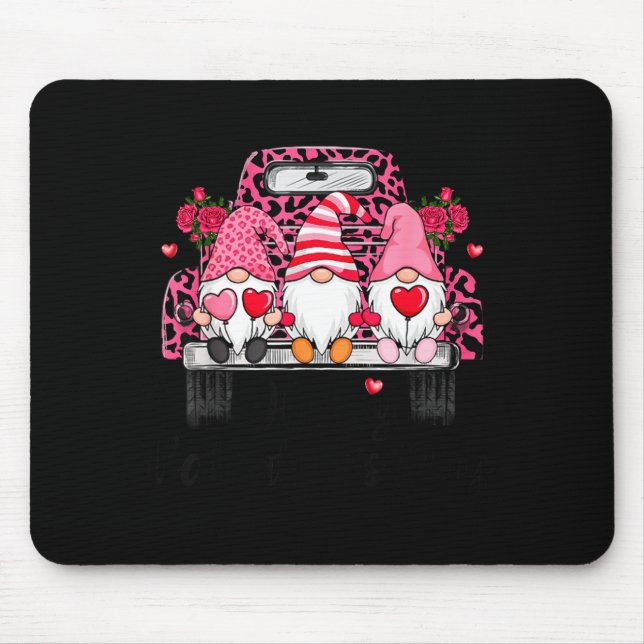 Three Gnomes And Leopard Truck Happy Valentine's D Mousepad (Vorne)
