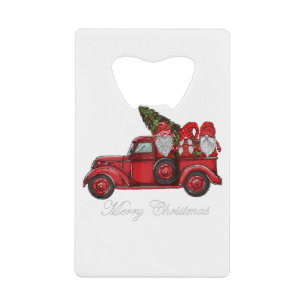 Three Gnomes dans Red Truck With Merry Christmas T