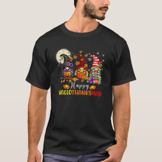 Three Gnomes Halloween Merry Christmas Happy Hallo T-Shirt
