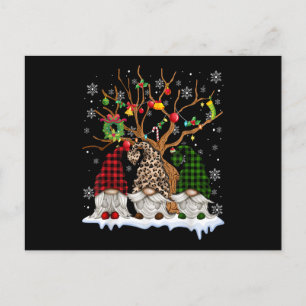 Three Gnomes Leopard Buffalo Kariert Red Christmas Ankündigungspostkarte