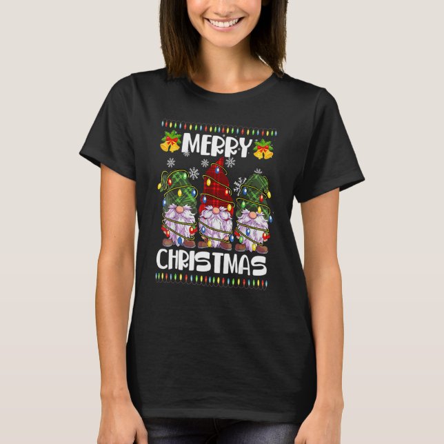 Three Gnomes Matching Family Merry Christmas Tree  T-Shirt (Vorderseite)