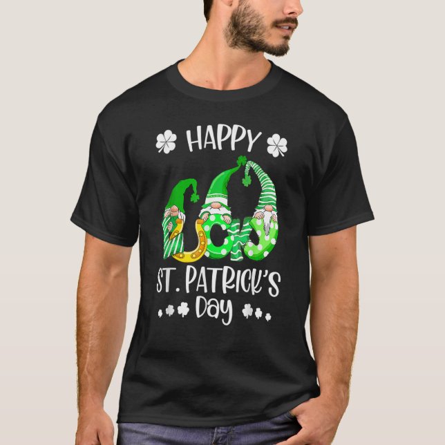 Three Gnomes Shamrock Happy St Patrick's Day Go Lu T-Shirt (Vorderseite)