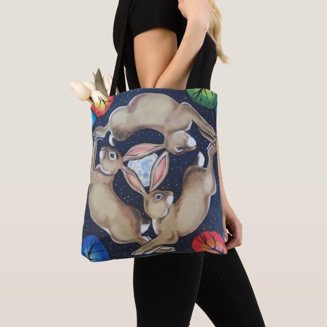 Three Hares Rabbit Moon Mystical Symbol Blue Star Tasche (Von Nahem)