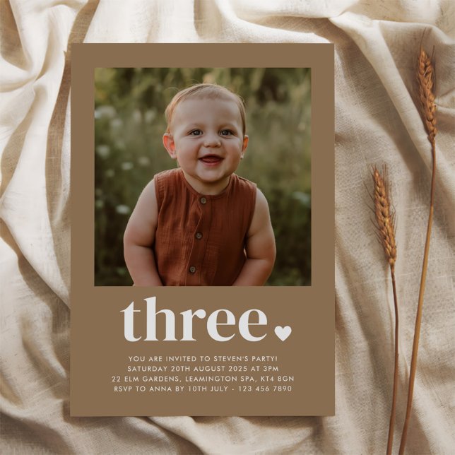 Three Heart Foto 3. Geburtstag Einladung (Von Creator hochgeladen)