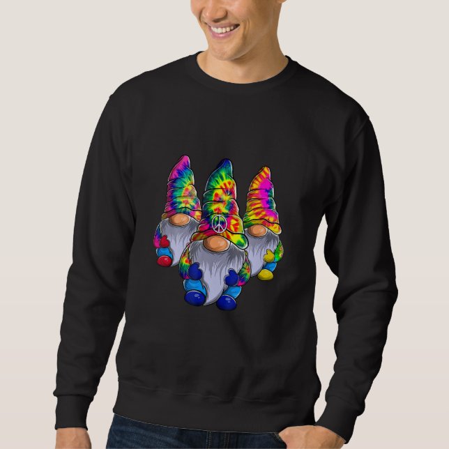 Three Hippie Gnomes Peace Gnome  Retro Tie Diy Sweatshirt (Vorderseite)