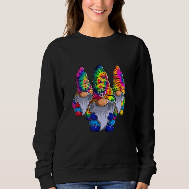 Three Hippie Gnomes Peace Gnome  Retro Tie Diy Sweatshirt (Vorderseite)