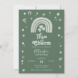 Three Is A Charm Shamrock Any Age Birthday Einladung