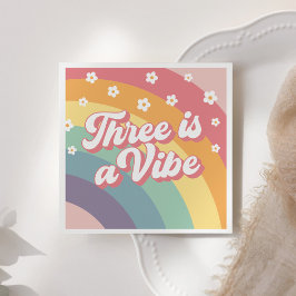 Three ist ein Vibe Retro 70er Rainbow Daisy Birthd Serviette
