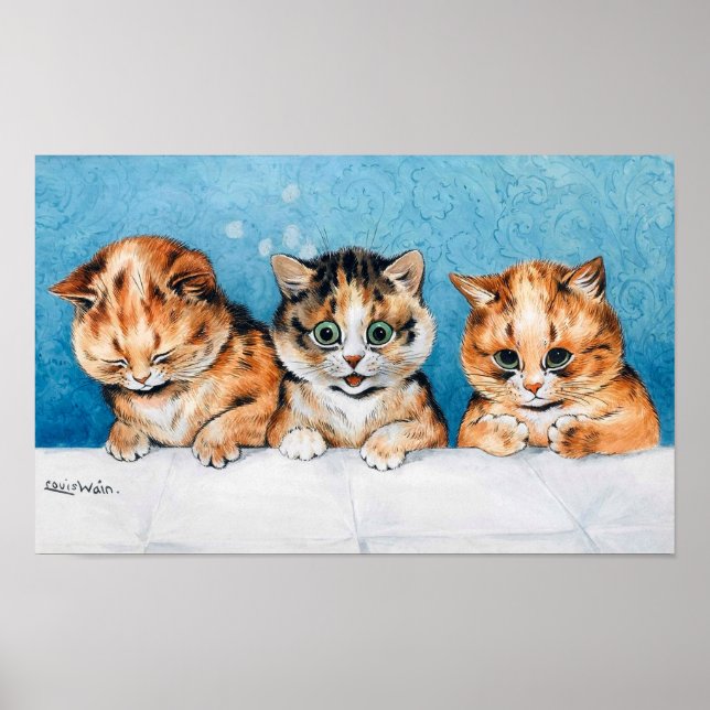 Three Kittens, Cat, Louis Wain Poster (Vorne)