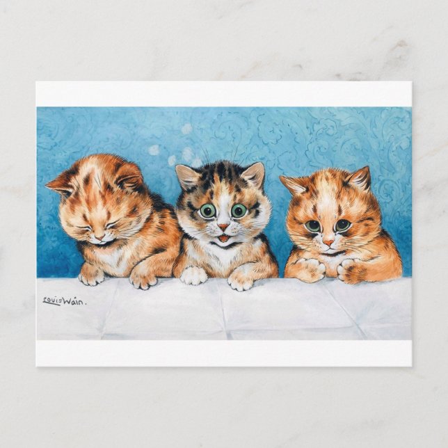 Three Kittens, Cat, Louis Wain Postkarte (Vorderseite)