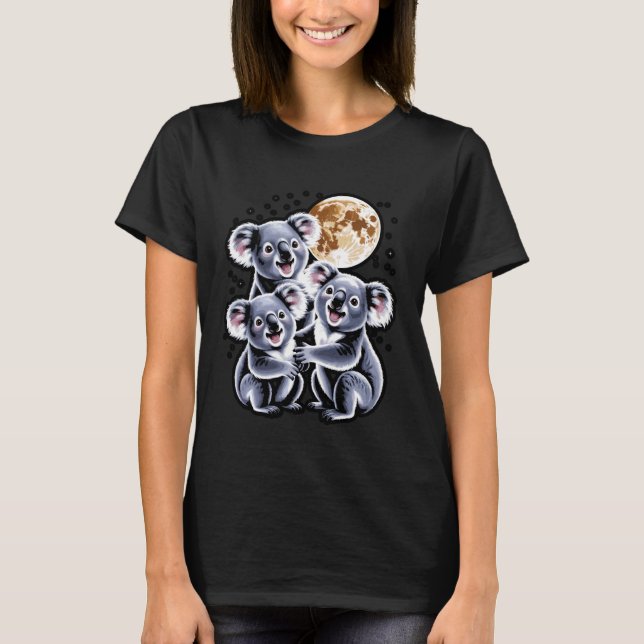 Three Koalas and a Moon Funny Cosmic Shirt (Vorderseite)