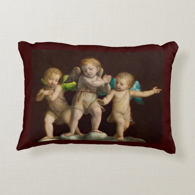 Three Little Cherubs oder Angels Zierkissen (Rückseite)