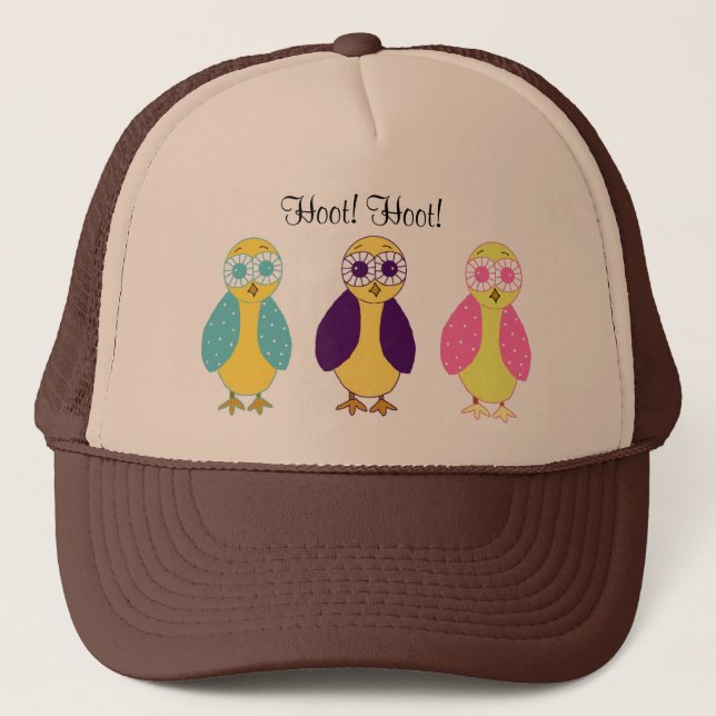 Three Little Hoot Owls Truckerkappe (Vorderseite)