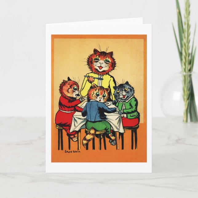 Three Little Kittens and Mother, Louis Wain Karte (Vorderseite)