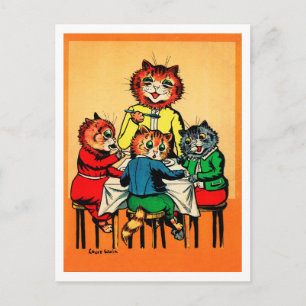 Three Little Kittens and Mother, Louis Wain Postkarte