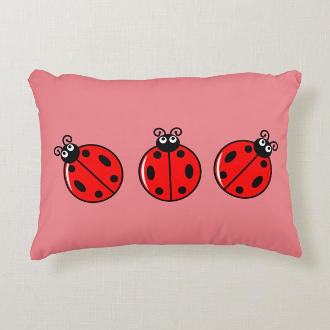 Three Little Ladybugs - Brushed Polyester Dekokissen (Vorderseite)