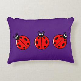Three Little Ladybugs - Brushed Polyester Dekokissen